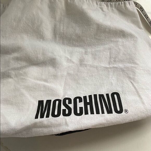 Moschino Black Nylon Handbag Leather Detailing VINTAGE Designer Luxury Italy - Picture 15 of 16